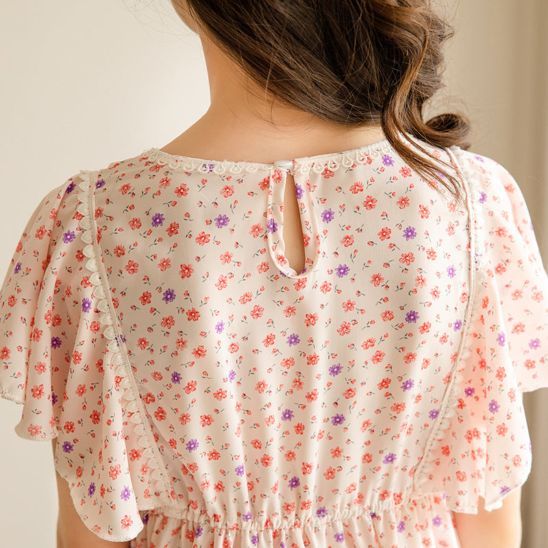 Girl Floral Chiffon Dress - Pink