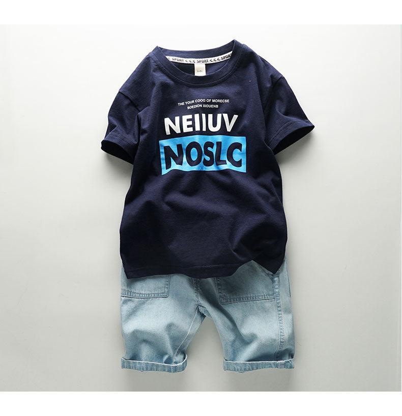 Cotton Denim Jeans Short - Blue
