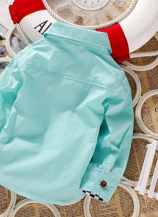 Boys Green Shirt with Check Bow Tie