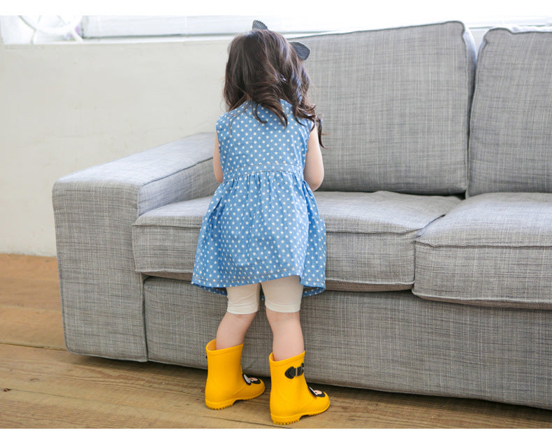 Girls Blue Cotton Star Dress