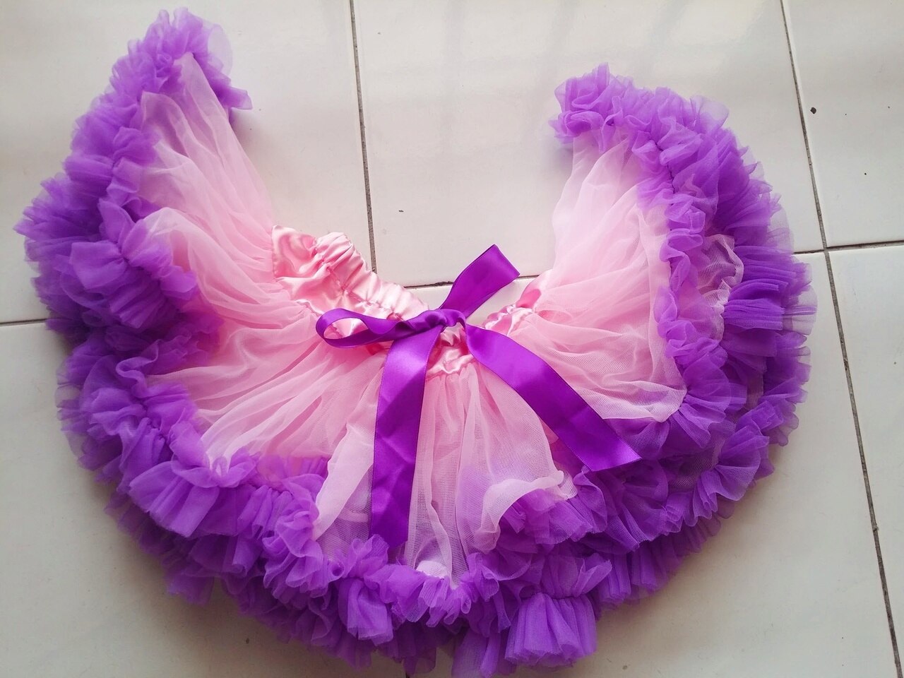 Adjustable Waist Baby TuTu Skirt for 0-2 Years- Pink/Purple