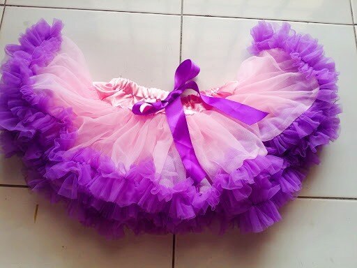 Adjustable Waist Baby TuTu Skirt for 0-2 Years- Pink/Purple