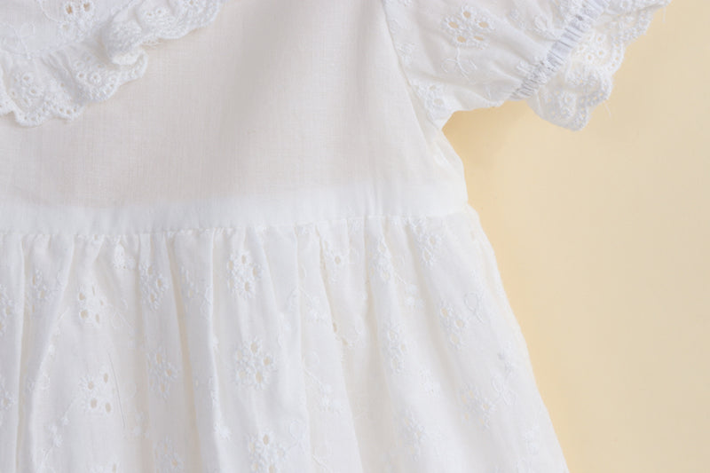 Girls White Broderie Anglaise Eyelet Dress