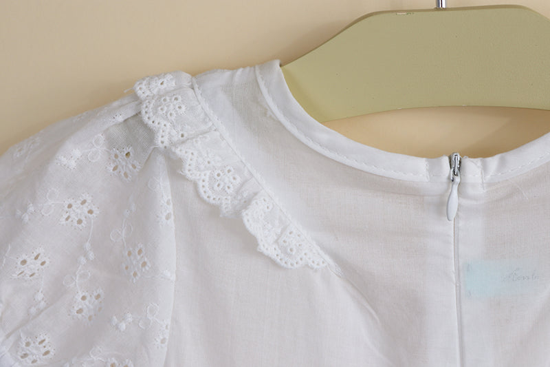 Girls White Broderie Anglaise Eyelet Dress