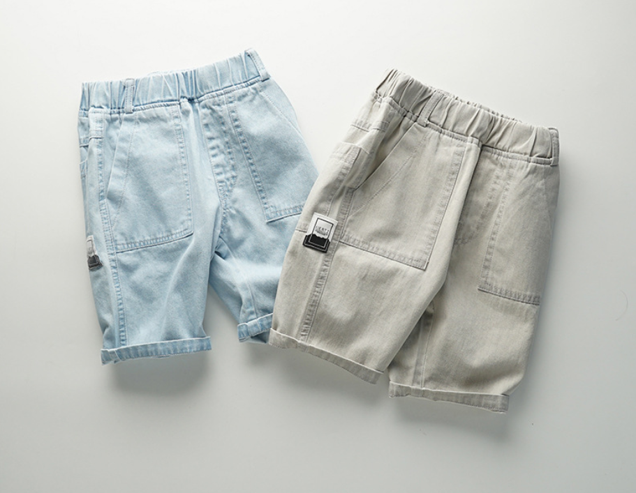 Cotton Denim Jeans Short - Blue