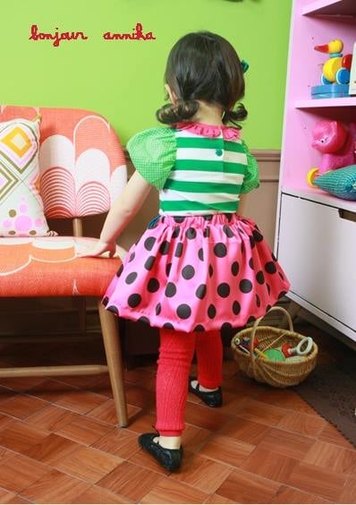 Pink Polka Dot Skirt ( Made In Korea)