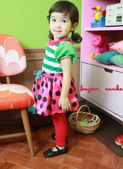 Pink Polka Dot Skirt ( Made In Korea)