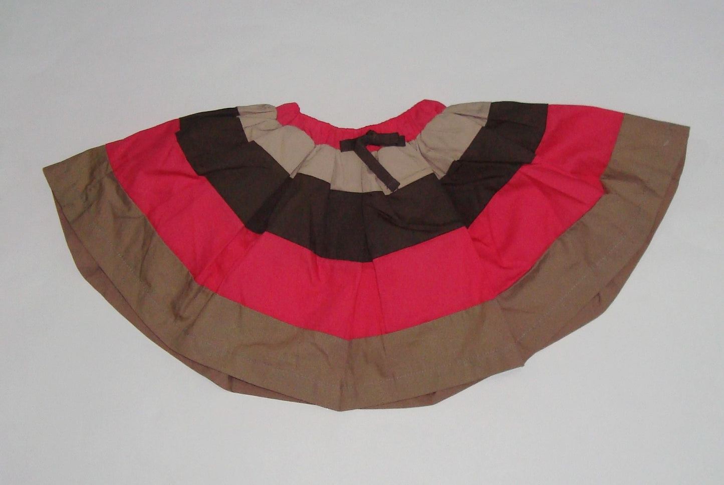 Girls Pink Brown Cotton Stripe Tutu Skirt ( Made in Korea)