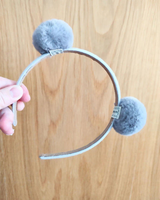 Pom Pom Bear Hairband -Grey