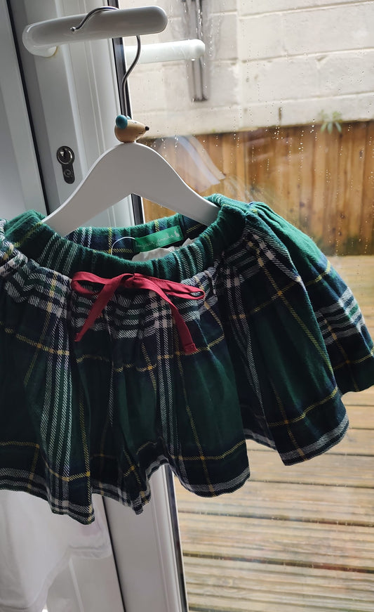 Soft Cotton Green Checkered Tutu Skirt( Made in Korea)