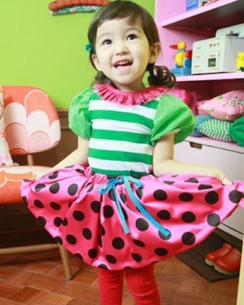 Pink Polka Dot Skirt ( Made In Korea)