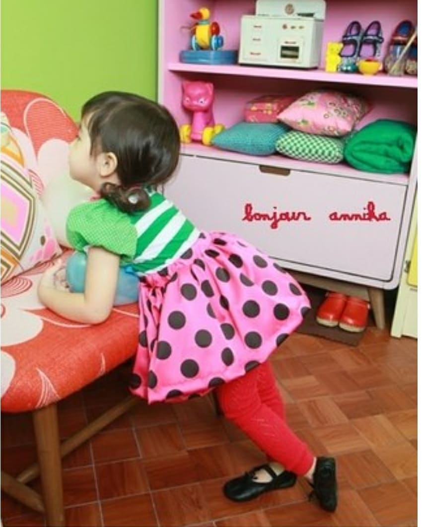 Pink Polka Dot Skirt ( Made In Korea)