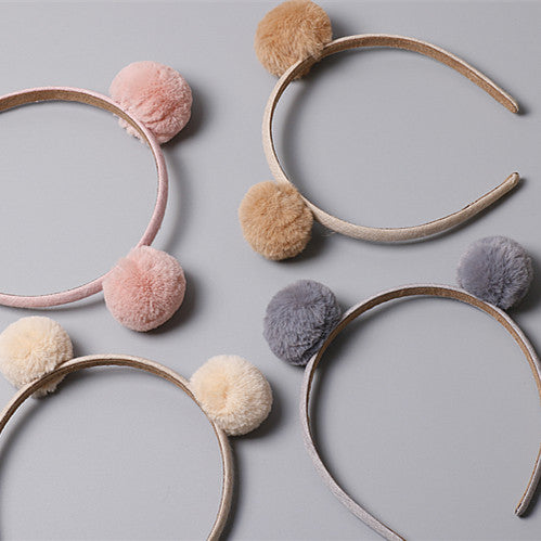 Pom Pom Bear Hairband -Grey