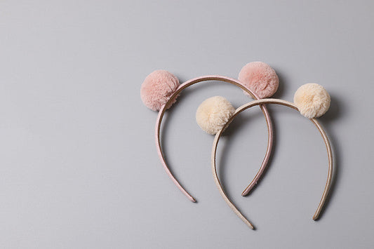 Pom Pom Bear Hairband -Beige