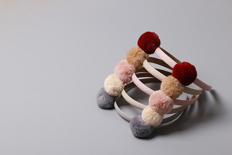 Pom Pom Bear Hairband -Beige