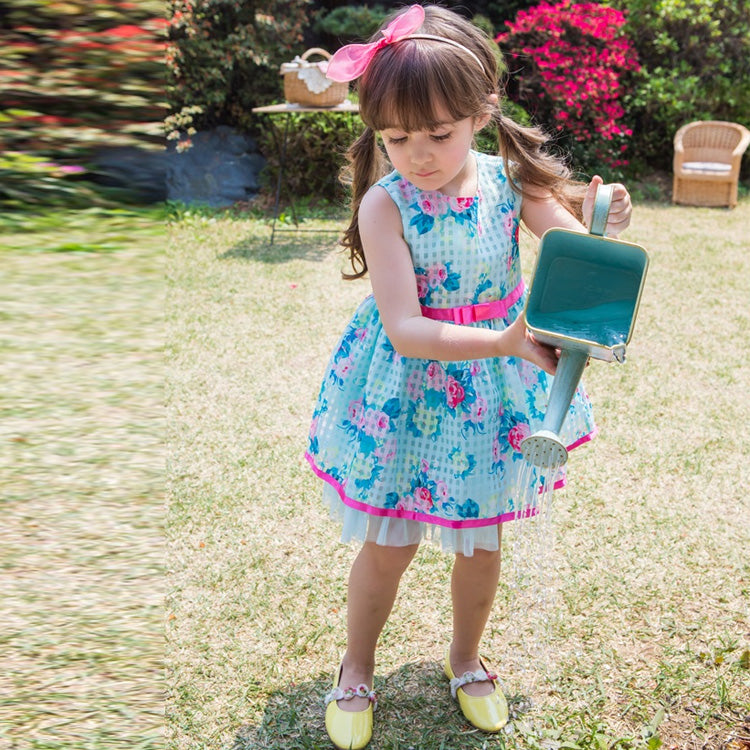 Floral Print Blue Girl Dress