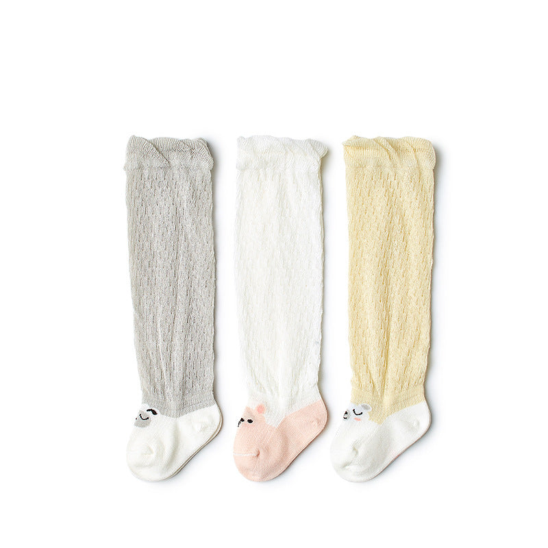 Baby Girl Summer Net Long Socks - 3 Pairs in a Box