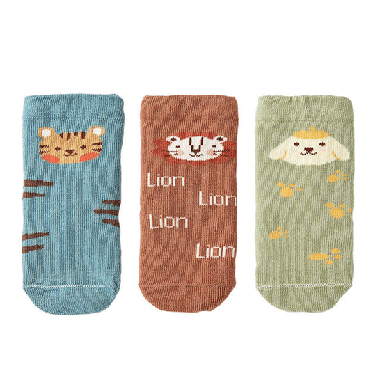 Baby Animal Rich Cotton Socks - 3 Pairs in a Box