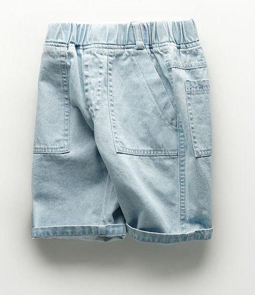 Cotton Denim Jeans Short  - Blue