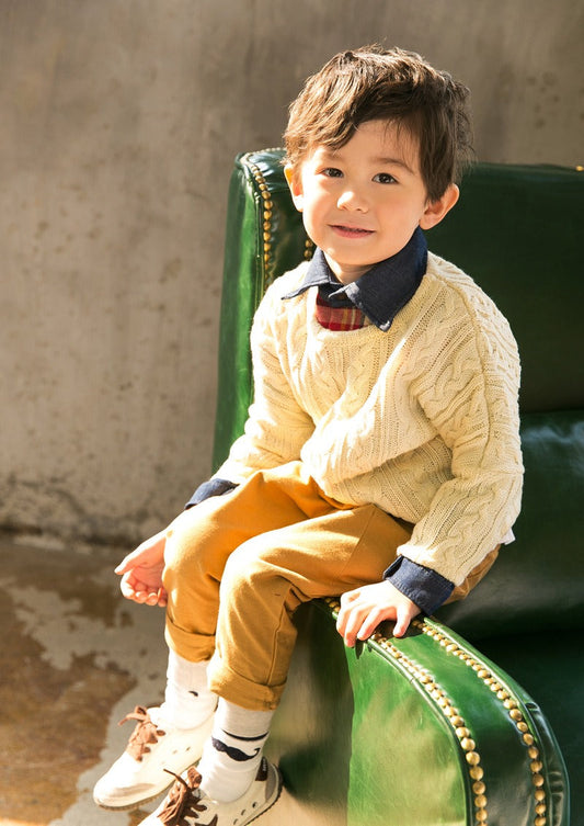 Boys Ivory Lightweight Cotton Jumper