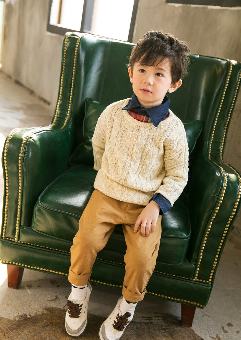 Boys Ivory Lightweight Cotton Jumper