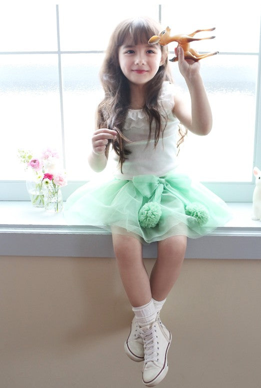 Girls Green TuTu Skirt without bow pin