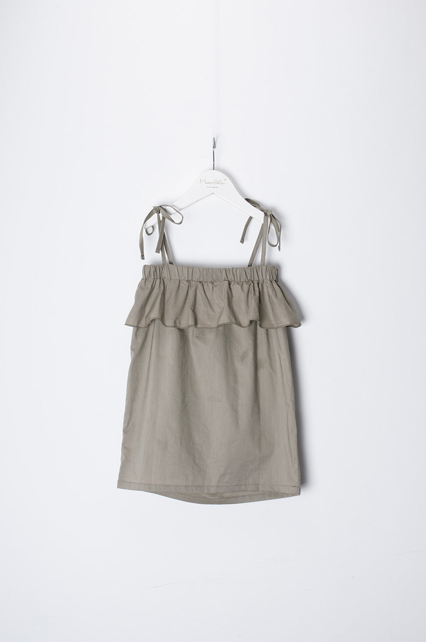 Girl Cotton Brown Ruffle Dress