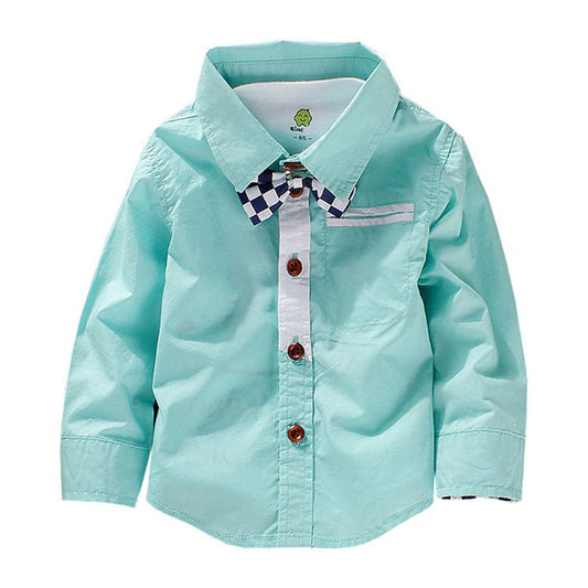 Boys Green Shirt with Check Bow Tie