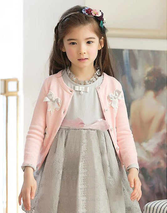 Girls Pink Knitted Cardigan