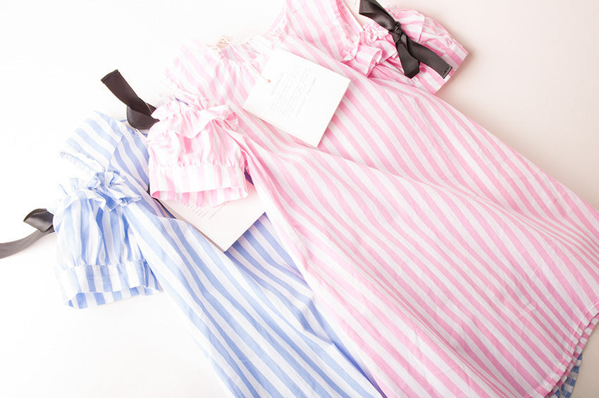 Girl Cotton Stripe Dress- Pink