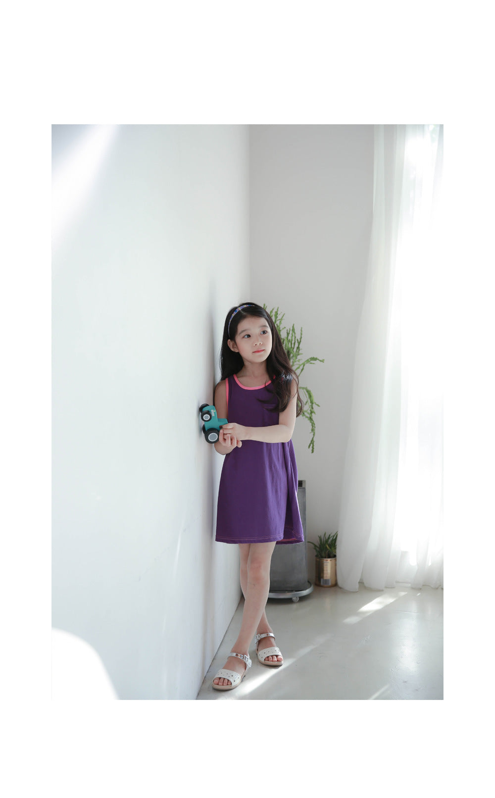 Girls Purple Pink Cotton Dress