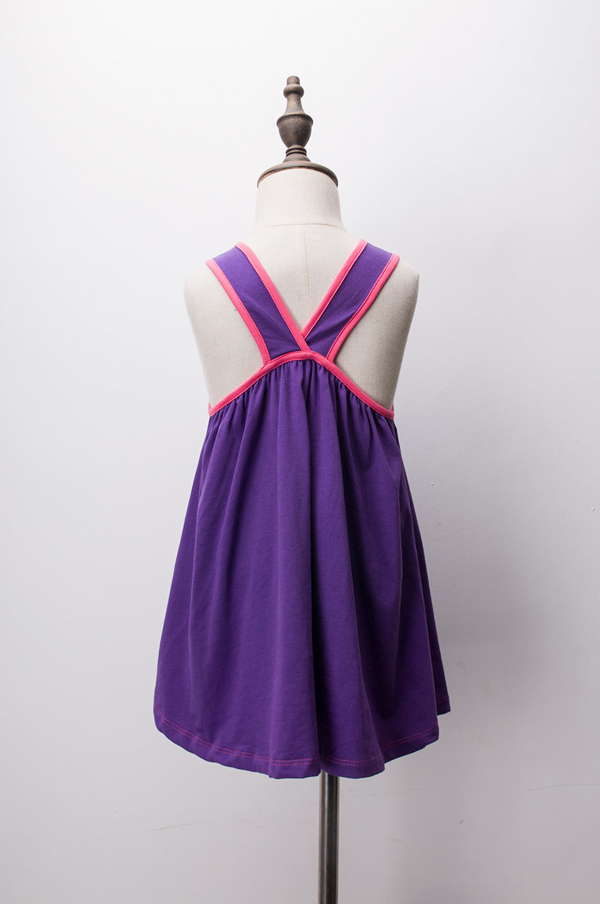 Girls Purple Pink Cotton Dress