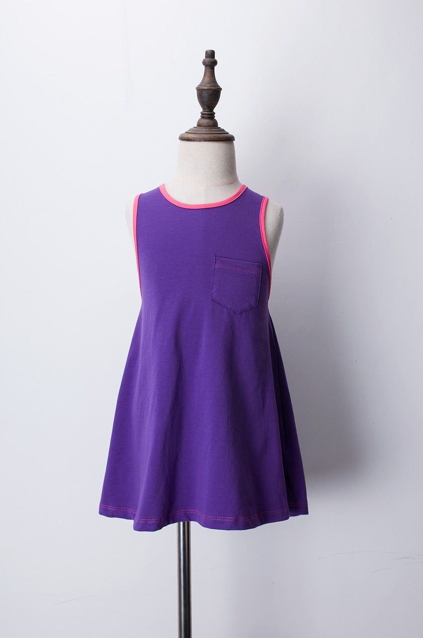 Girls Purple Pink Cotton Dress