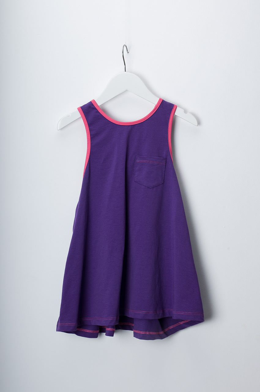 Girls Purple Pink Cotton Dress