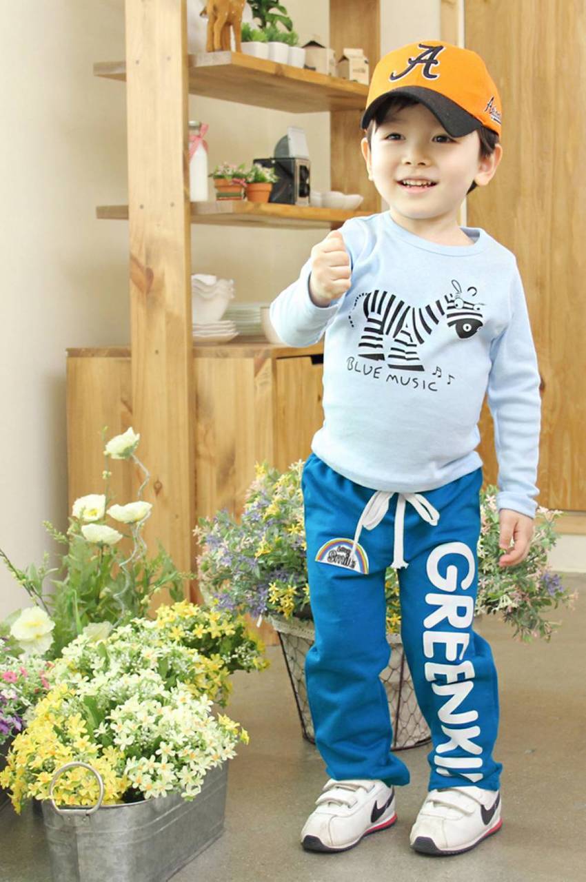 Boys Blue Cotton Joggers (Korean Design)