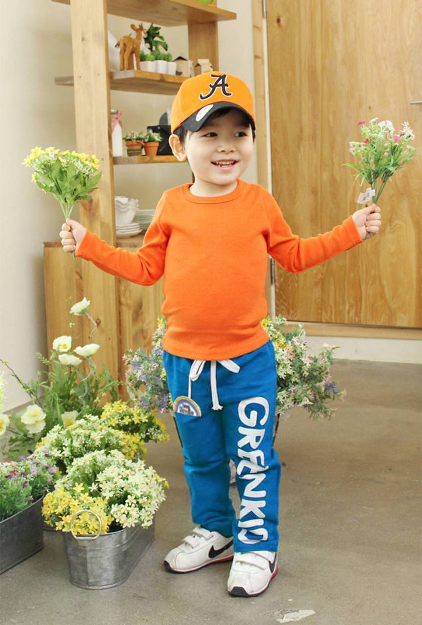 Boys Blue Cotton Joggers (Korean Design)