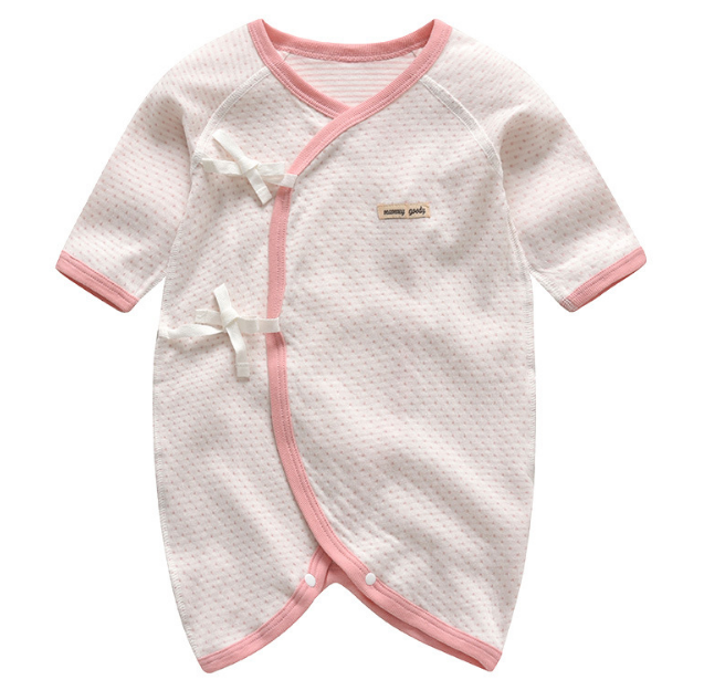 Baby Long Sleeve Wrap Style Rompers - Pink