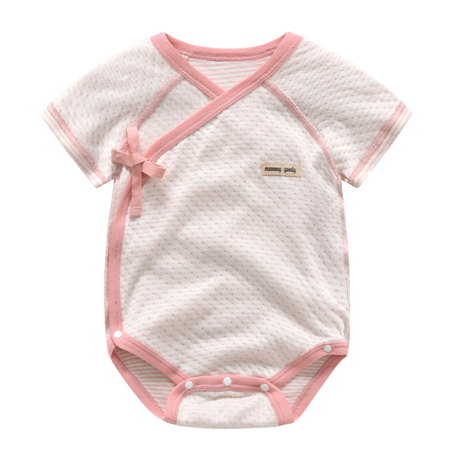 Baby Short Sleeve Wrap Style Bodysuits - Pink