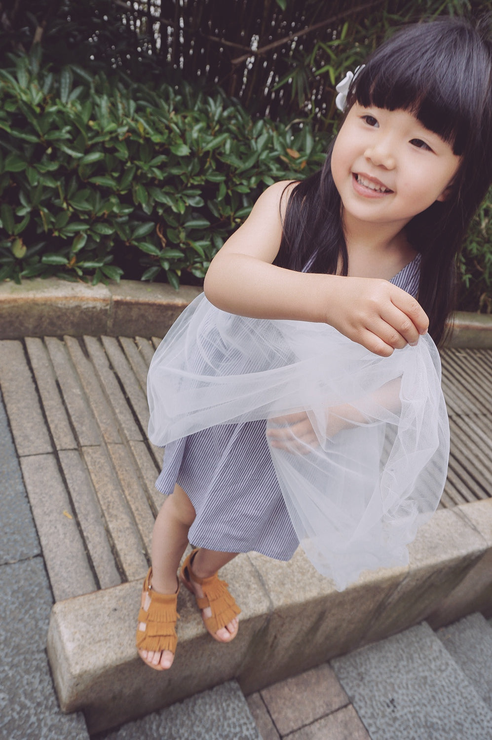 Girls Blue Stripe Dress