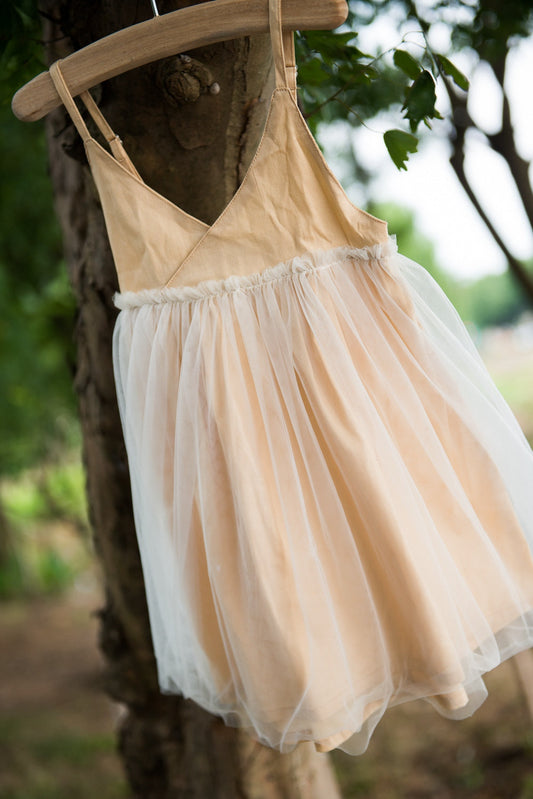 Girls Gold Tulle Dress