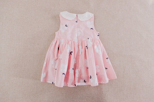 Peter Pan Cotton Floral Girl Dress - Pink