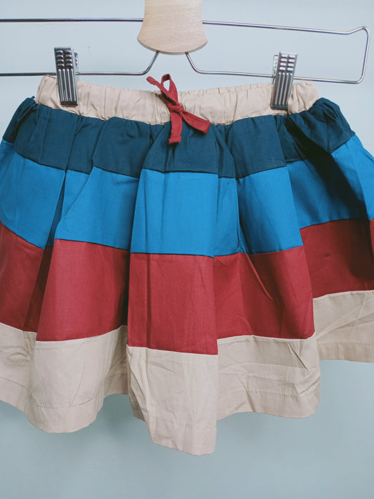 Girls Maroon Blue Cotton Stripe Tutu Skirt ( Made in Korea)