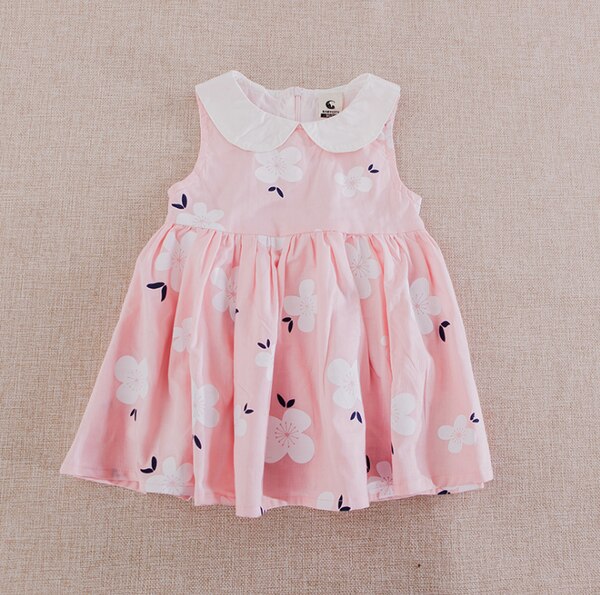 Peter Pan Cotton Floral Girl Dress - Pink