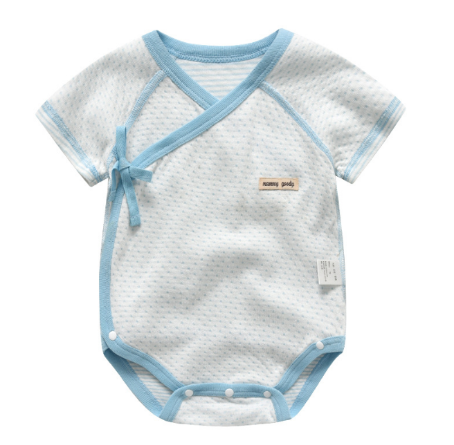 Baby Short Sleeve Wrap Style Bodysuits - Blue