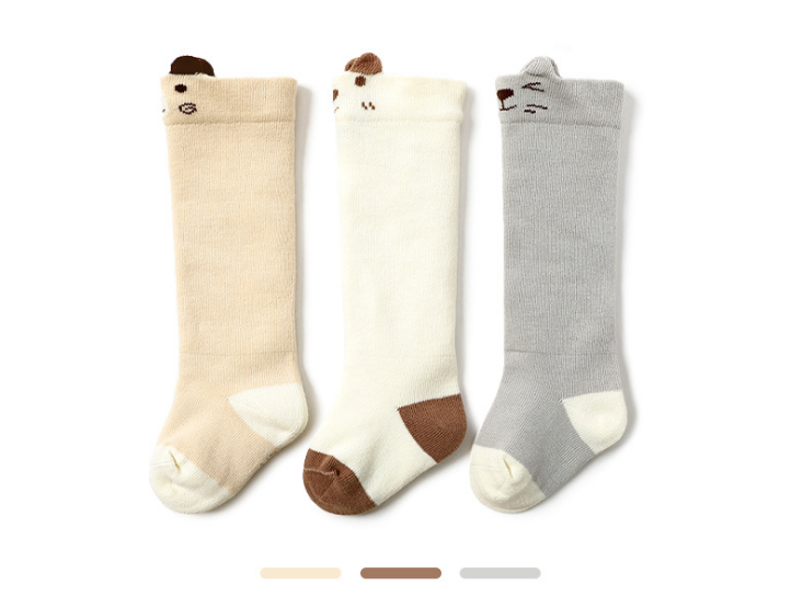 Baby Unisex Bear Long Socks - 3 Pairs in a Box