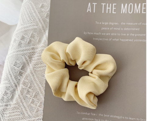 Cord Hair Scrunchie -  Yellow Cream