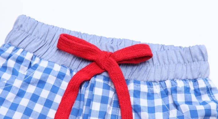 Boy Japanese Style Cotton Two-Tone Short - Blue