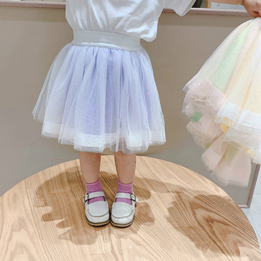 Girls Cute Purple Lace Short Tutu Skirts Korean Style Good Quality