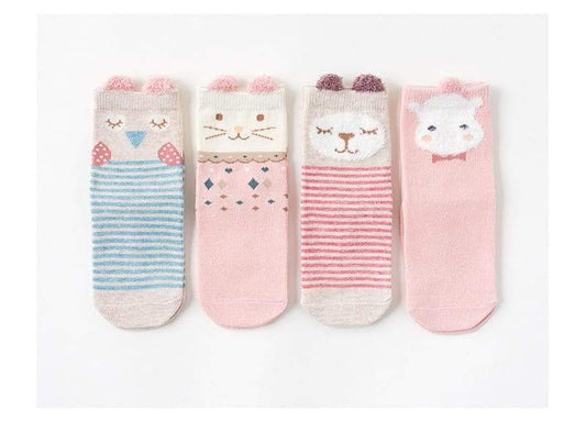 Kids Animal Cartoon Socks - 4 Pairs In Box