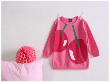 Pink Cotton Knit Cherries Dress